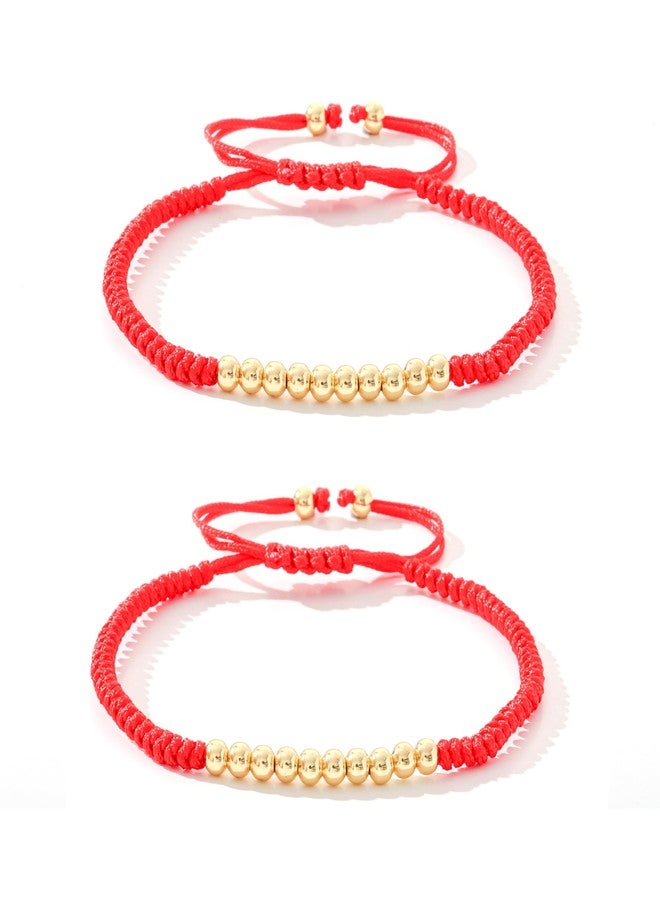 OopsifyMe 2PCS Handmade Bracelet Protection Gifts, String Adjustable Amulet Bracelet, Powerful Bracelet for Good Luck, Red Braided Bracelet for Women Mom Mother Daughter Couples Sisters Friends - Image 1